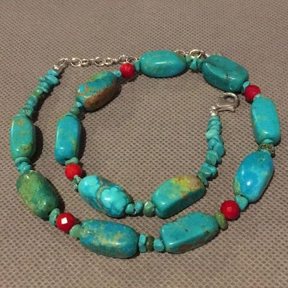 BARSE Sterling Silver Turquoise Semiprecious Necklace NWOT - Picture 3 of 13